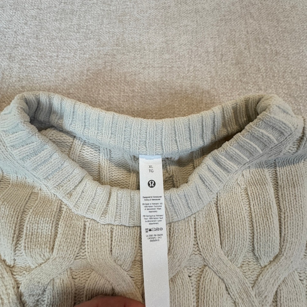 Lululemon Cable-Knit Oversized Crewneck Sweater Size XL Bone White LW3HQYS NWT - Picture 5 of 12